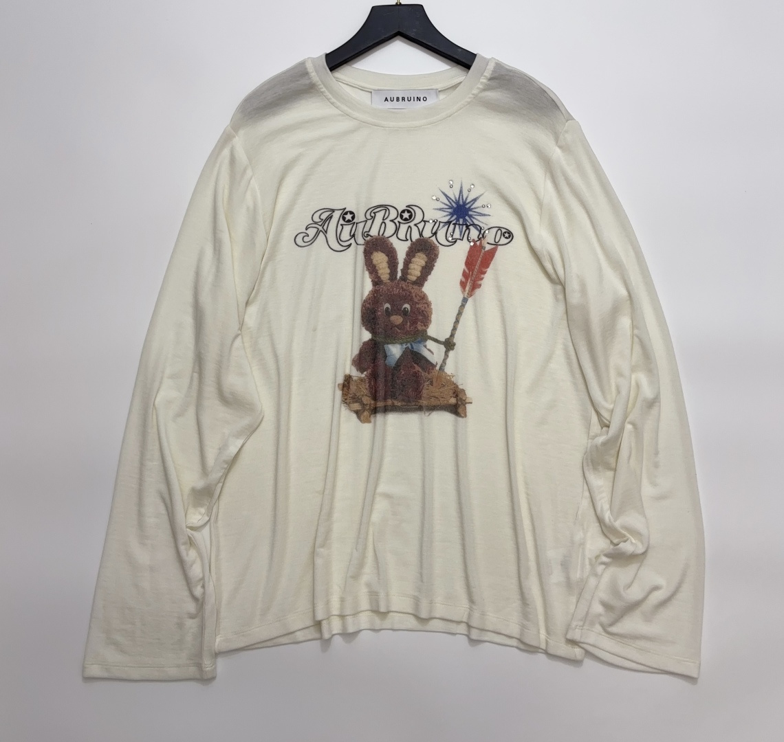 AUBRUINO American Retro Exquisite Printed Adventure Rabbit Long-Sleeve T-Shirt