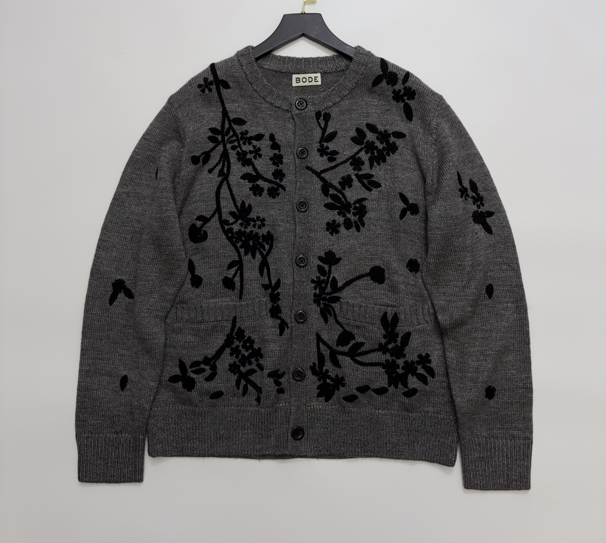 Niche Dark Floral Embroidered Button Cardigan Sweater