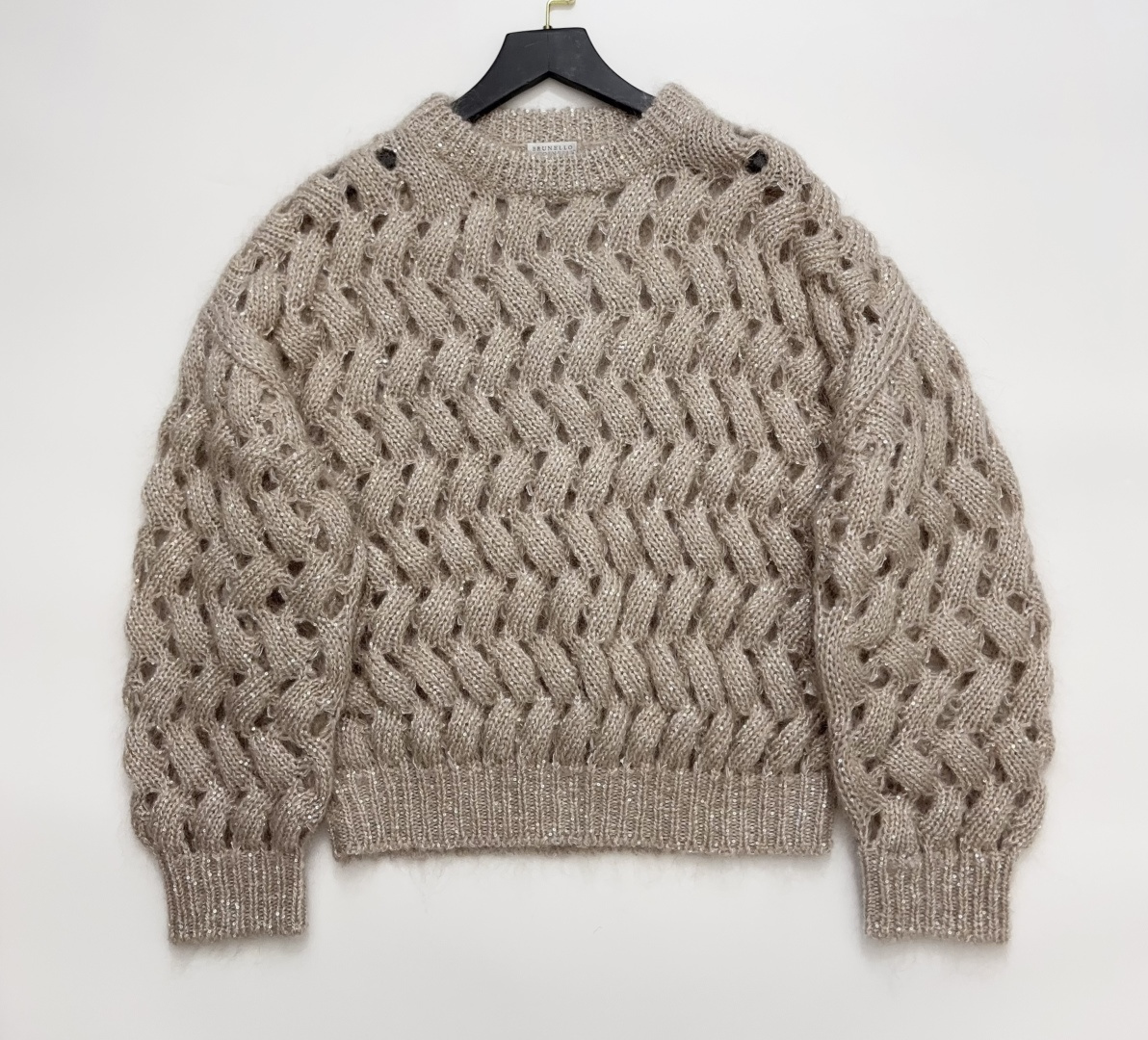 Brunello Cucinelli Mohair Blend Zigzag Cable Knit Sweater