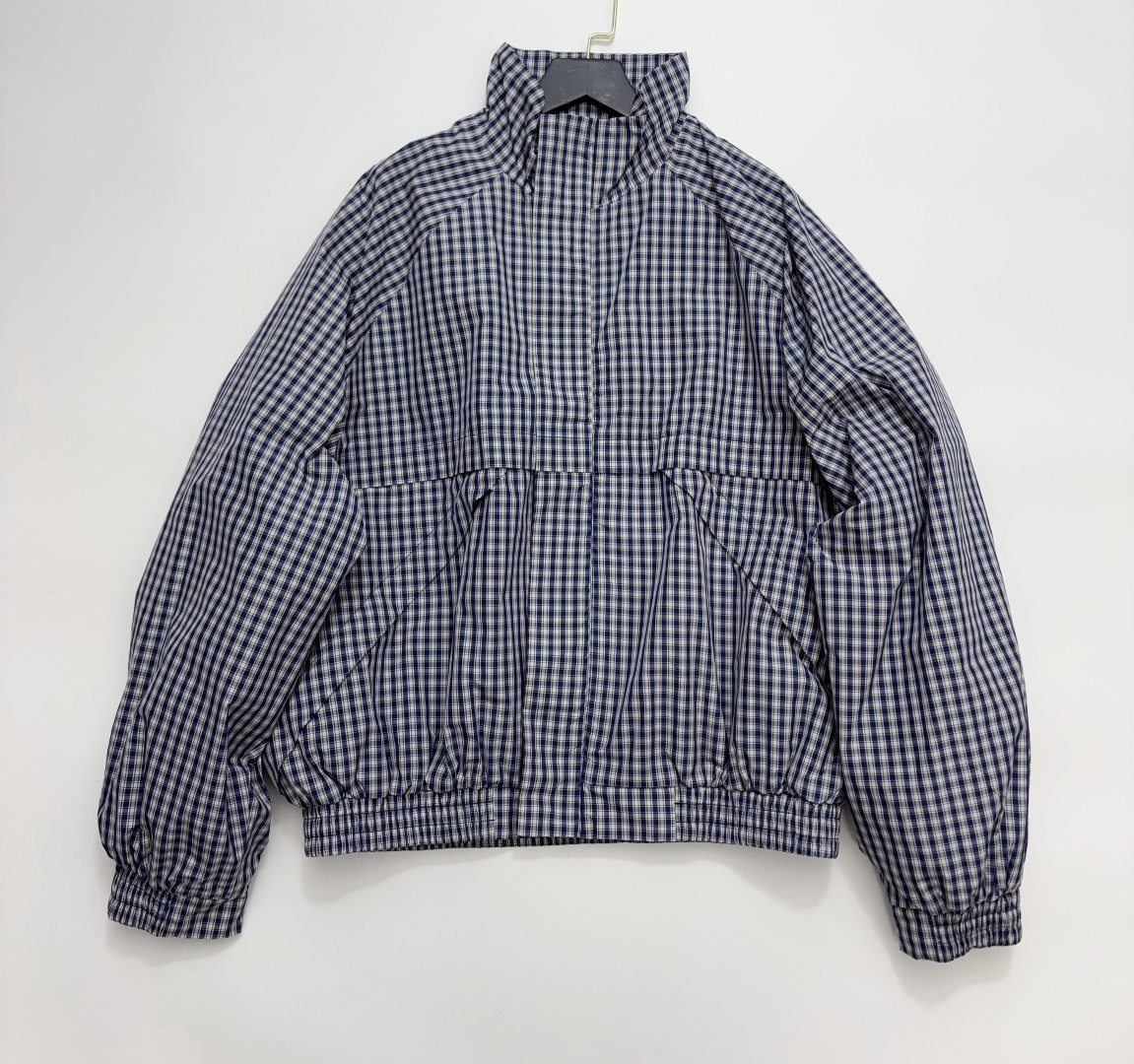Acne Studios Blue Gingham Loose Fit Zipper Jacket