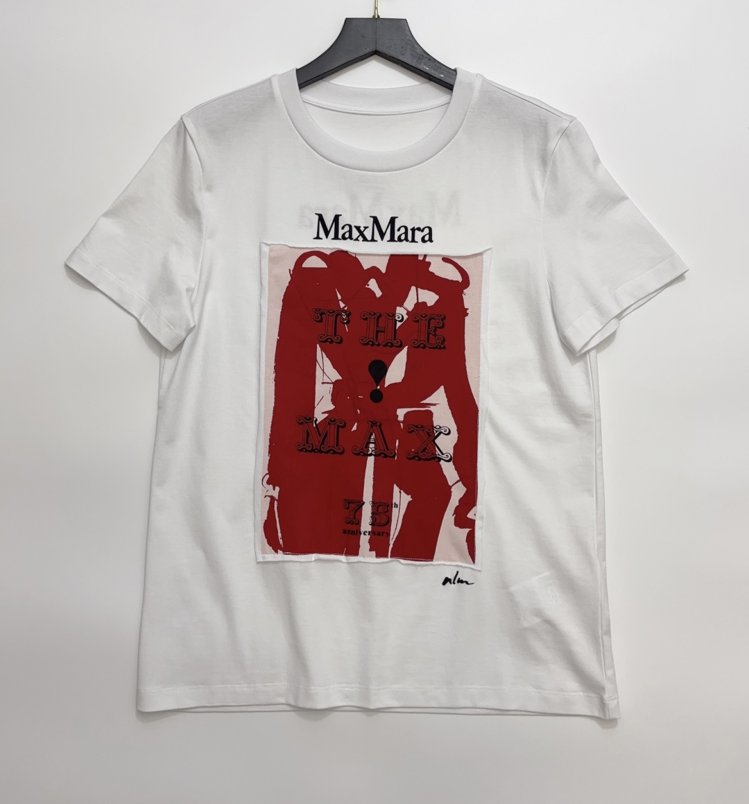 Max Mara Red Art Print Cotton T-Shirt Top