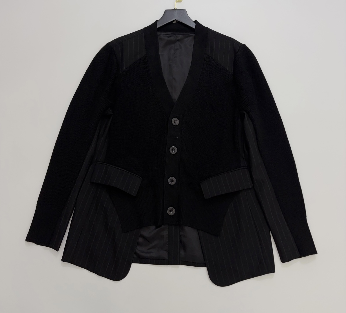 Sacai Knit Patchwork Striped Suit Jacket