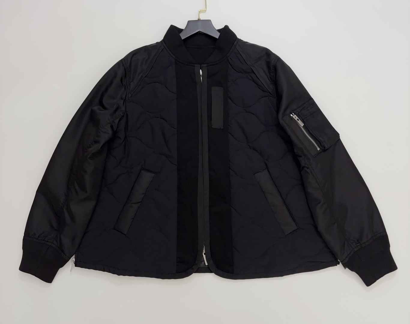 Sacai Heavy Patchwork Padded Side Zip Stand Collar Jacket