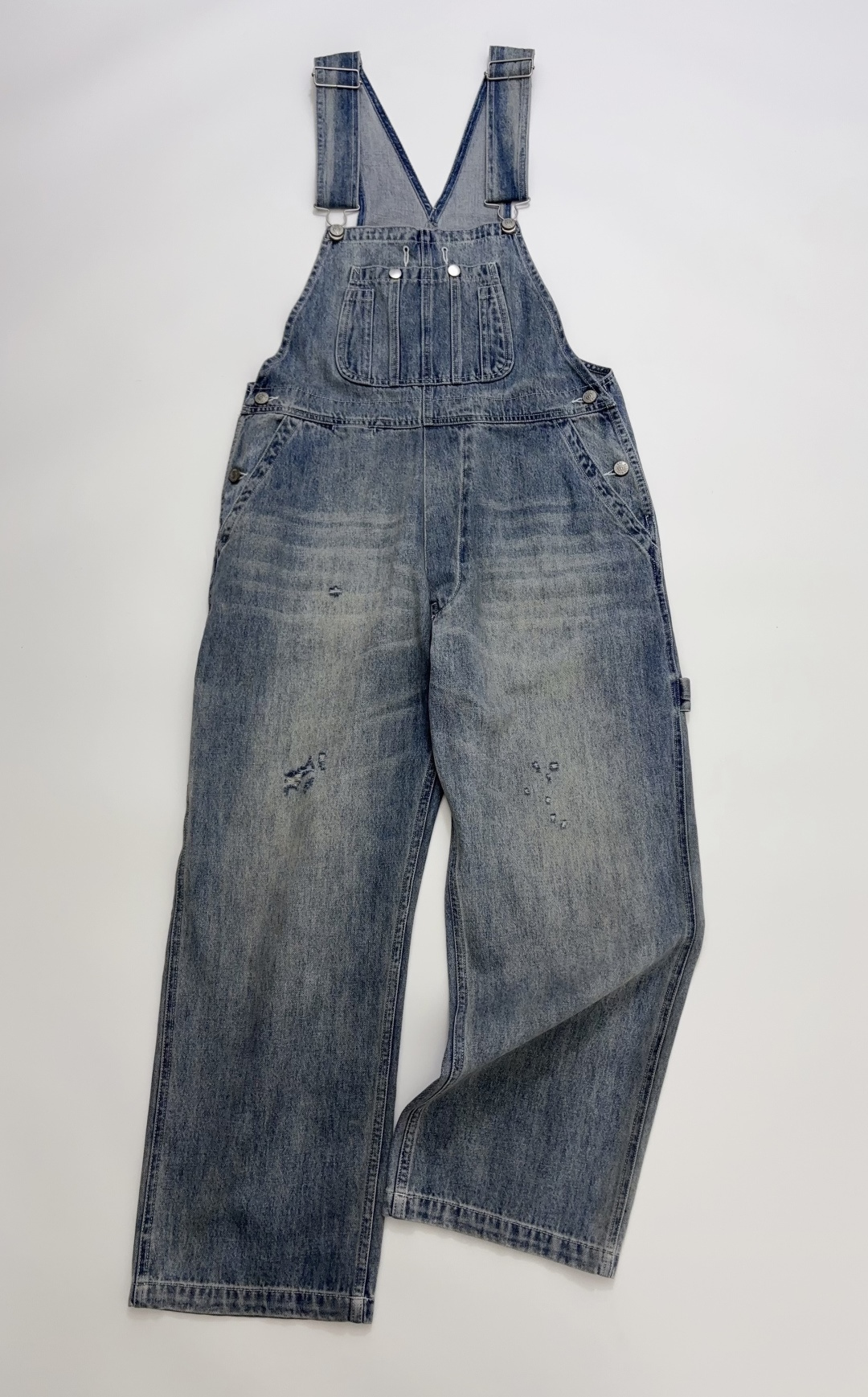MM6 Maison Margiela Distressed Loose Wide-Leg Denim Overalls