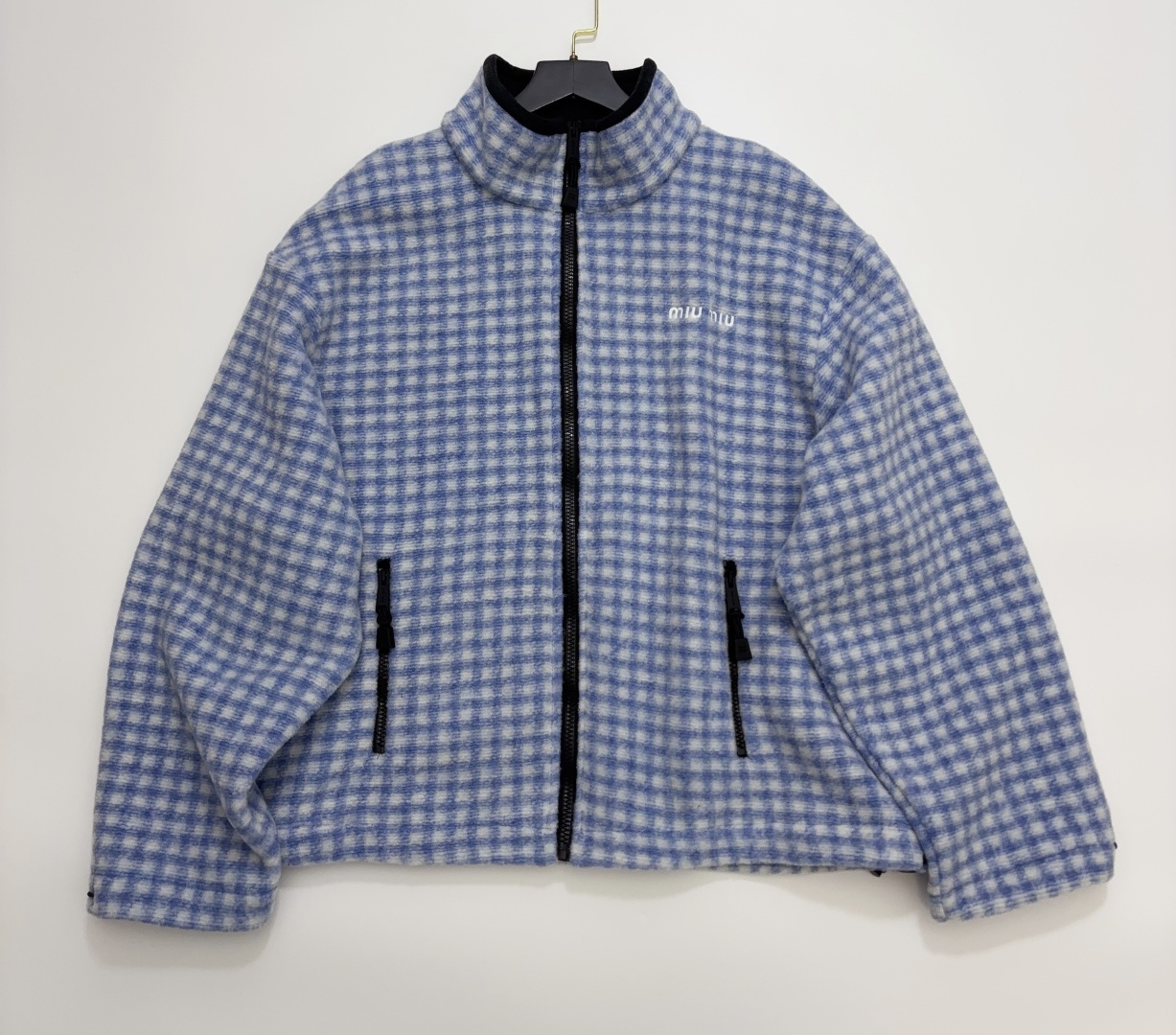 Miu Miu Women's Plaid Loose Zipper Jacket