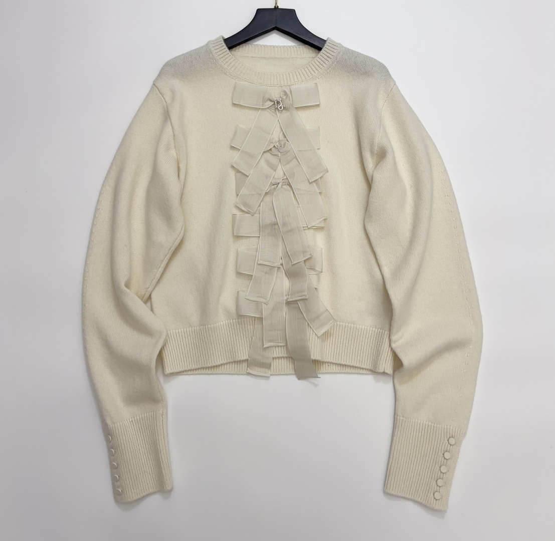 Dior Bow-Knot Round Neck Knit Sweater