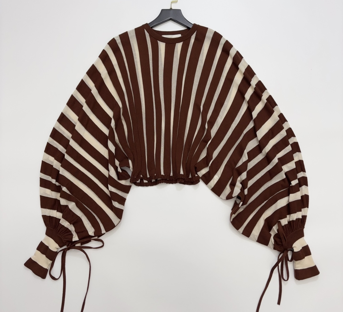 Zimmermann Women's Rebellion Striped Long Sleeve Knit Cropped Top