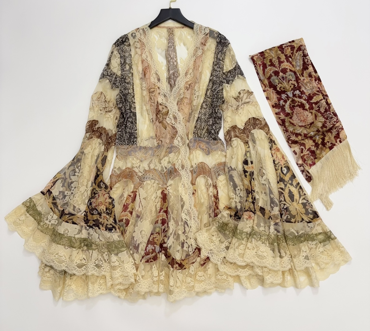 Zimmermann Lace Flared Sleeve Wrap Mini Dress
