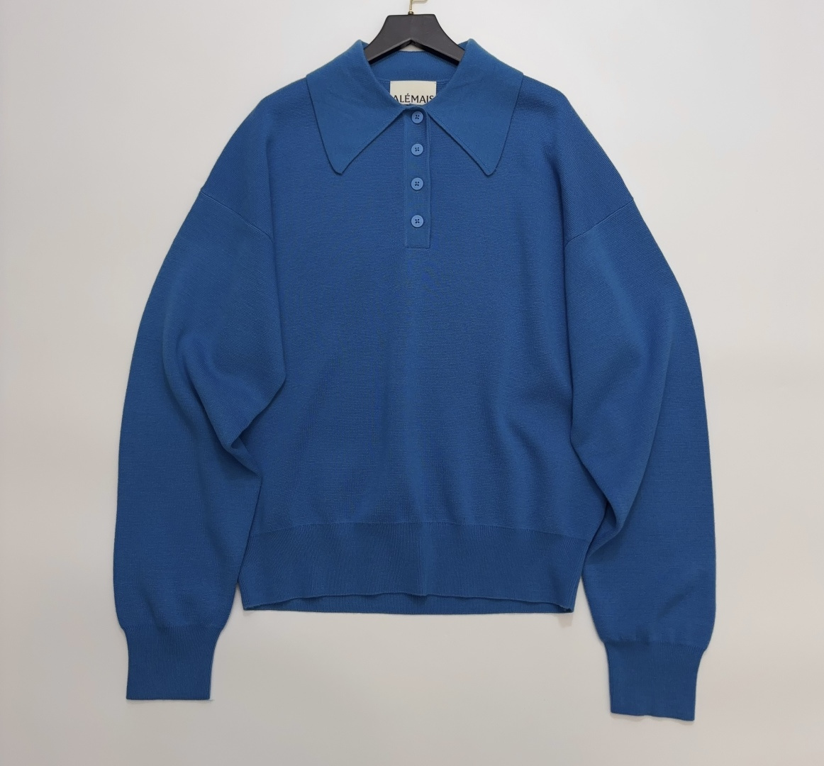 Alémais Patch Pocket Collar Retro Polo Knit Top