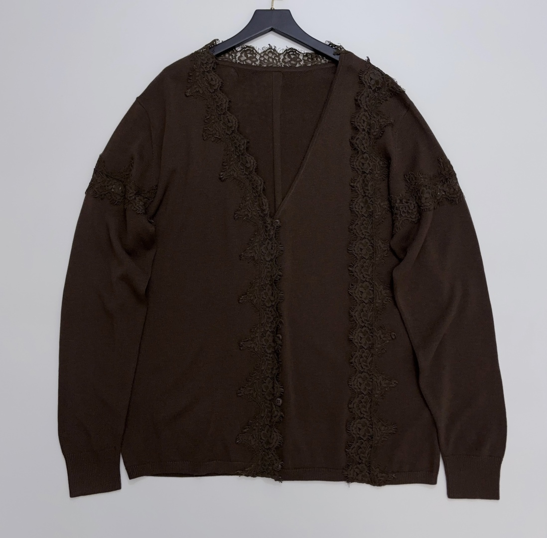 Relaxed Style Lace Knit Cardigan Outerwear