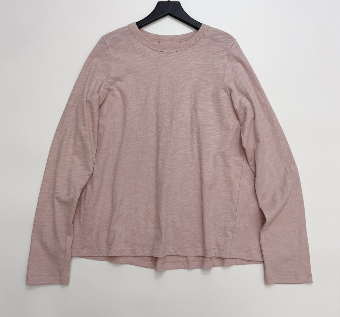 Japanese-Inspired R-Embroidered Pure Color Slub Cotton Round Neck Basic T-Shirt