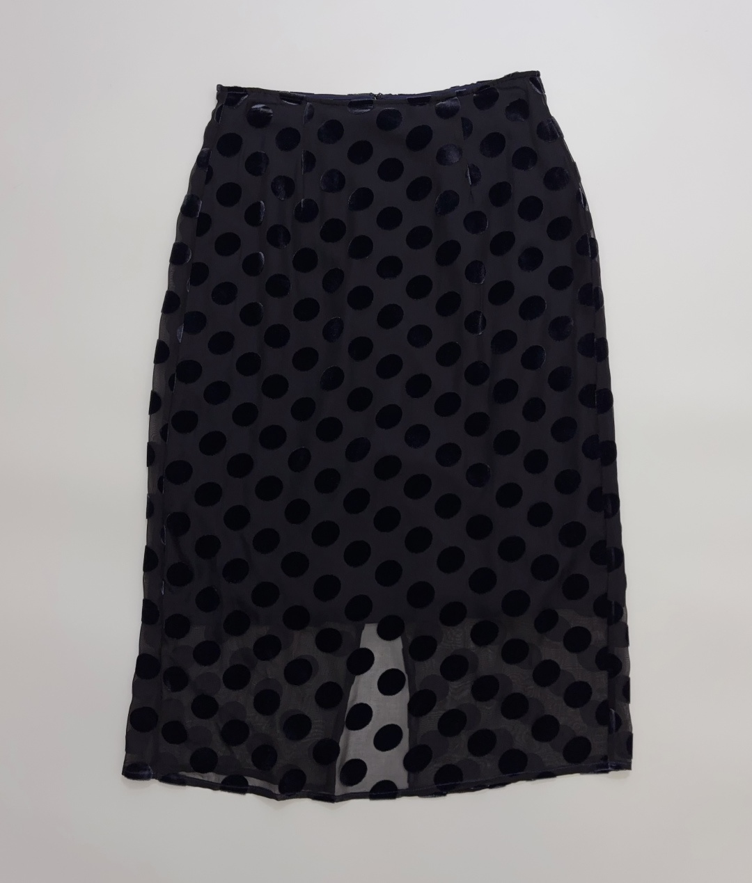 Retro Silk Velvet Polka Dot High-Waisted Straight Slit Double-Layer Skirt