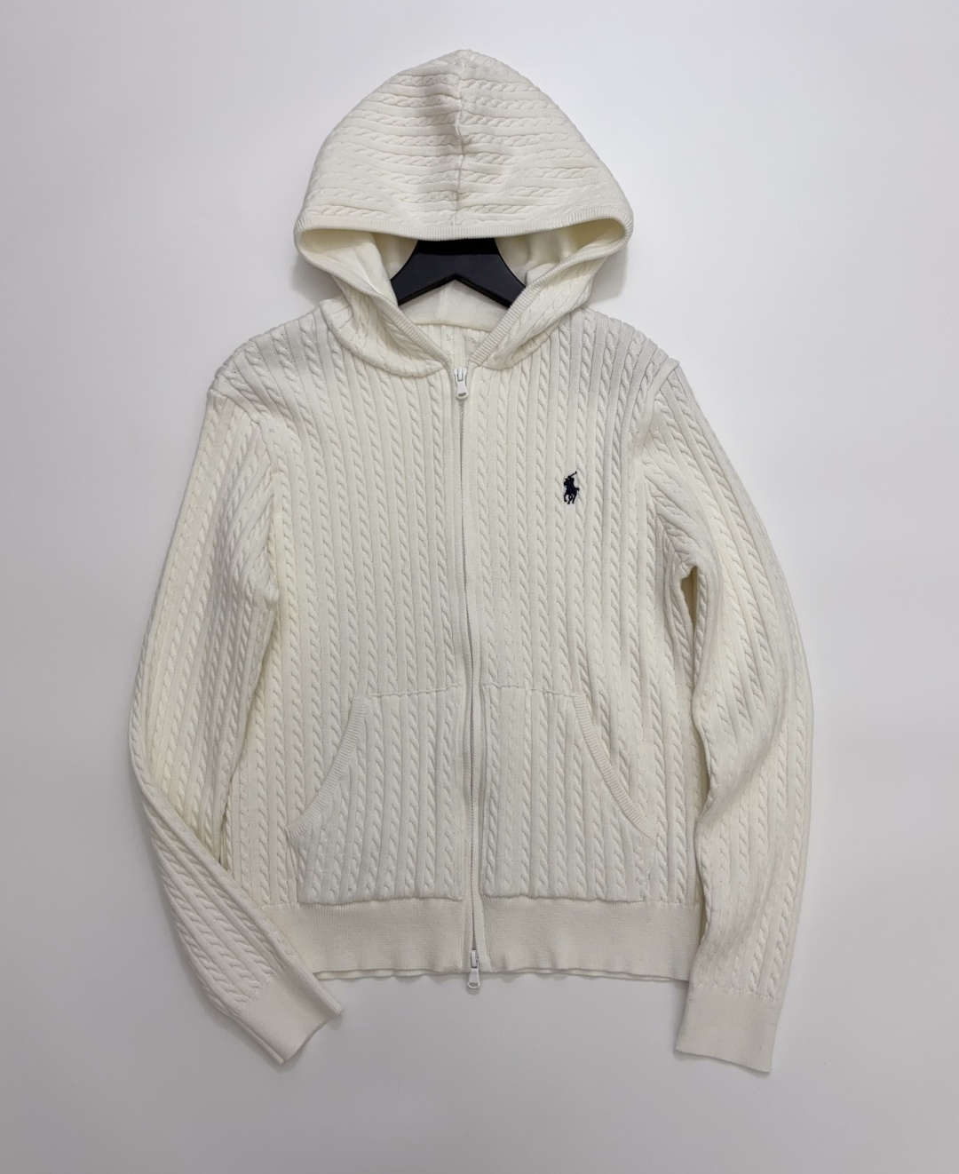 Polo Ralph Lauren Polo Equestrian Embroidered Hooded Zip-Up Knit Cardigan