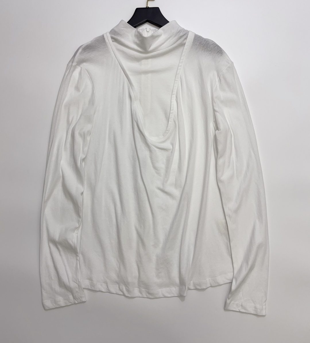 YOEY Faux Two-Piece High-Neck Draped Waist T-Shirt