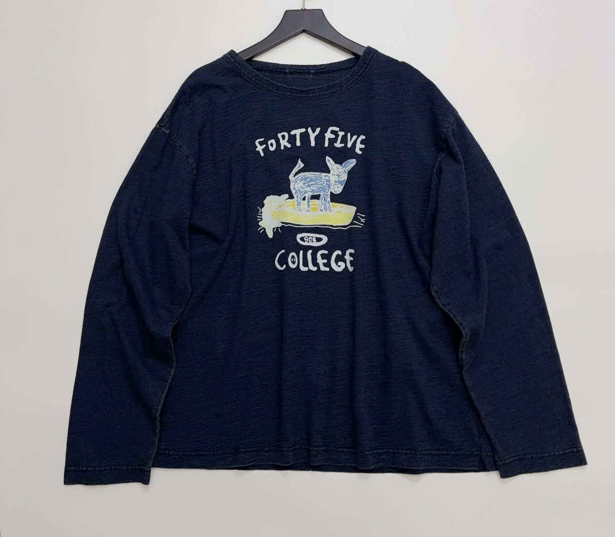 Japanese Label R Embroidered Donkey Motif Long Sleeve T-Shirt