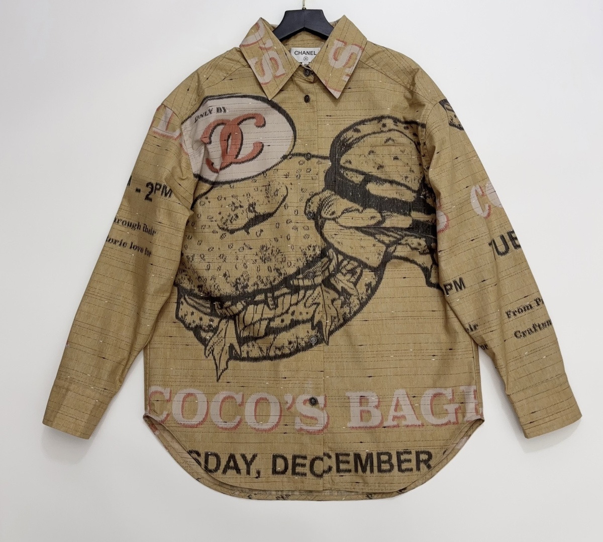 Chanel Khaki Letter Print Double C Shirt Jacket