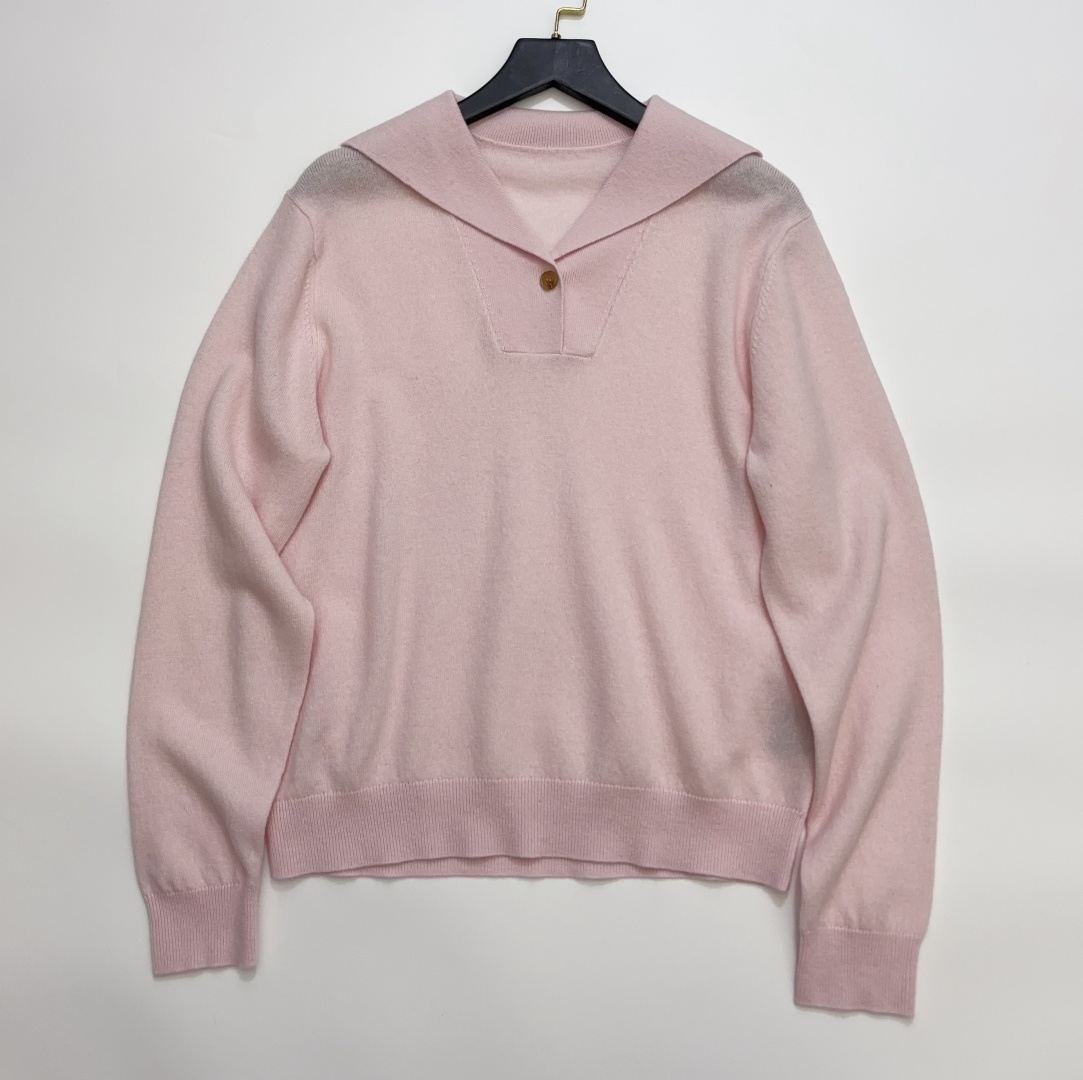 Loro Piana Macaron Color Cashmere Polo Neck Knit Long-Sleeve Base Layer Top