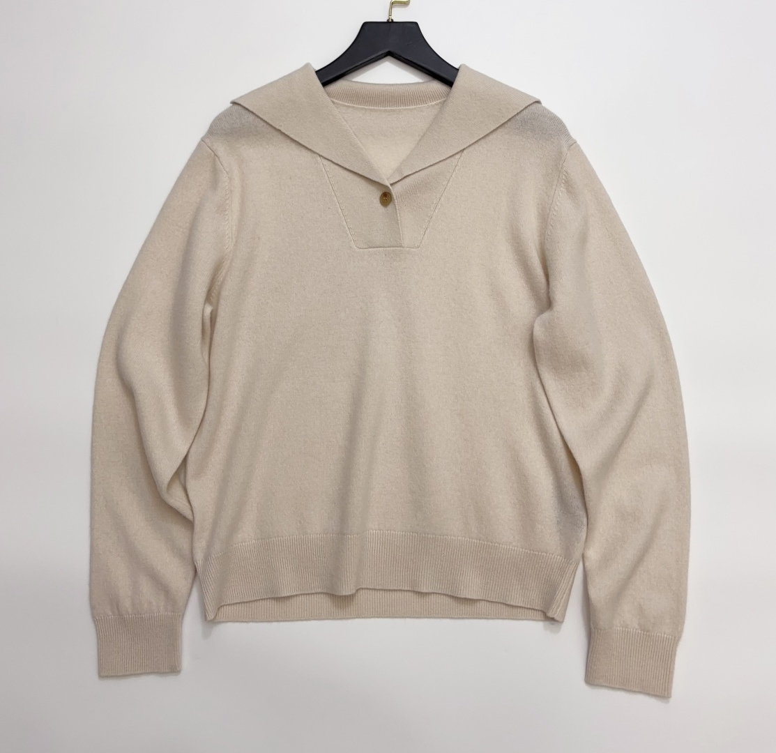 Loro Piana Macaron Color Cashmere Polo Neck Knit Long-Sleeve Base Layer Top