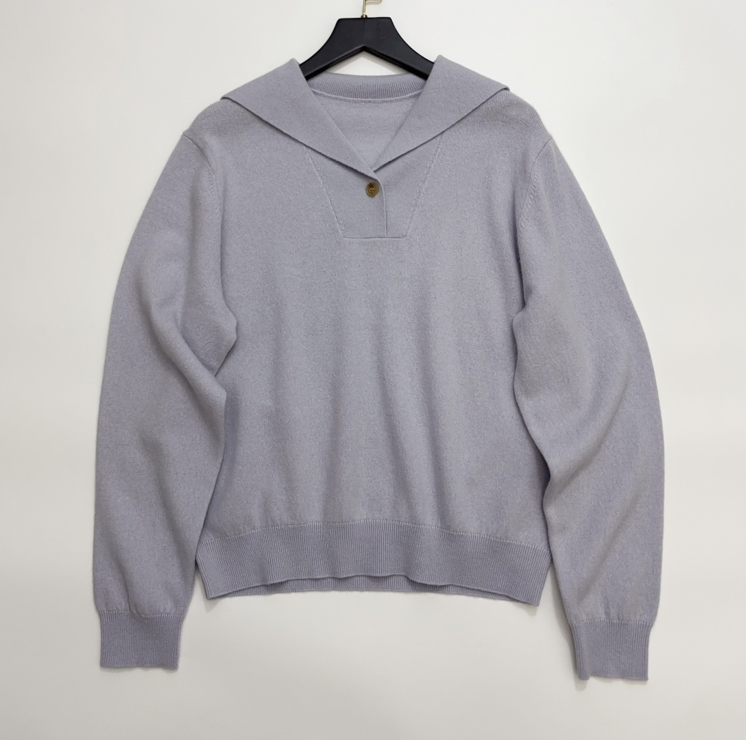 Loro Piana Macaron Color Cashmere Polo Neck Knit Long-Sleeve Base Layer Top