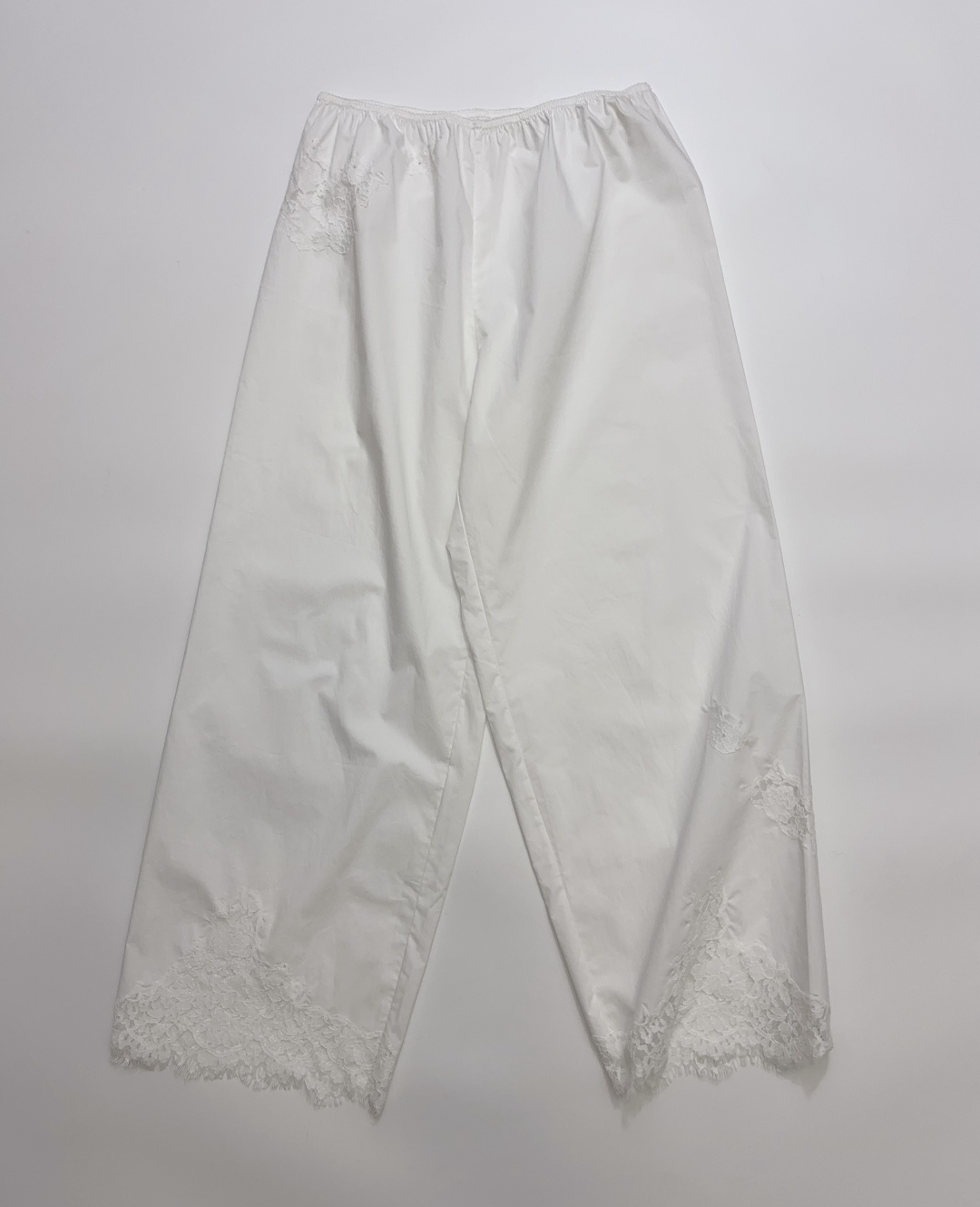 Dôen White Lace-Paneled Organic Cotton Wide-Leg Lounge Pants