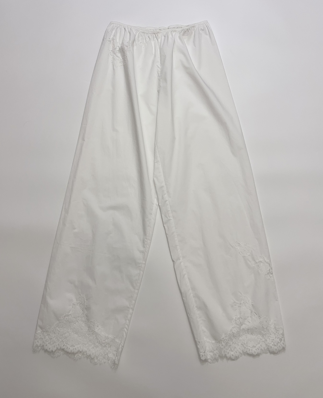 Dôen White Lace-Paneled Organic Cotton Wide-Leg Lounge Trousers