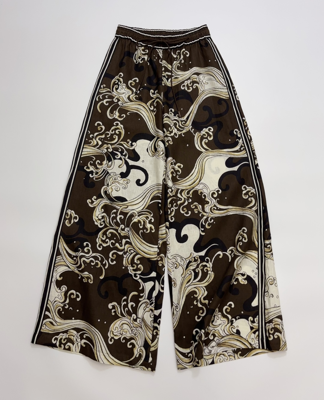 Alémais Brown Retro Print Otis Elastic Waist Trousers