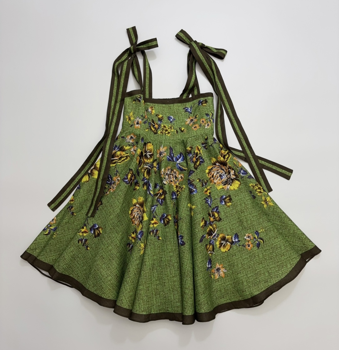 Alémais Green Print Linen Cami Open-Back Dress