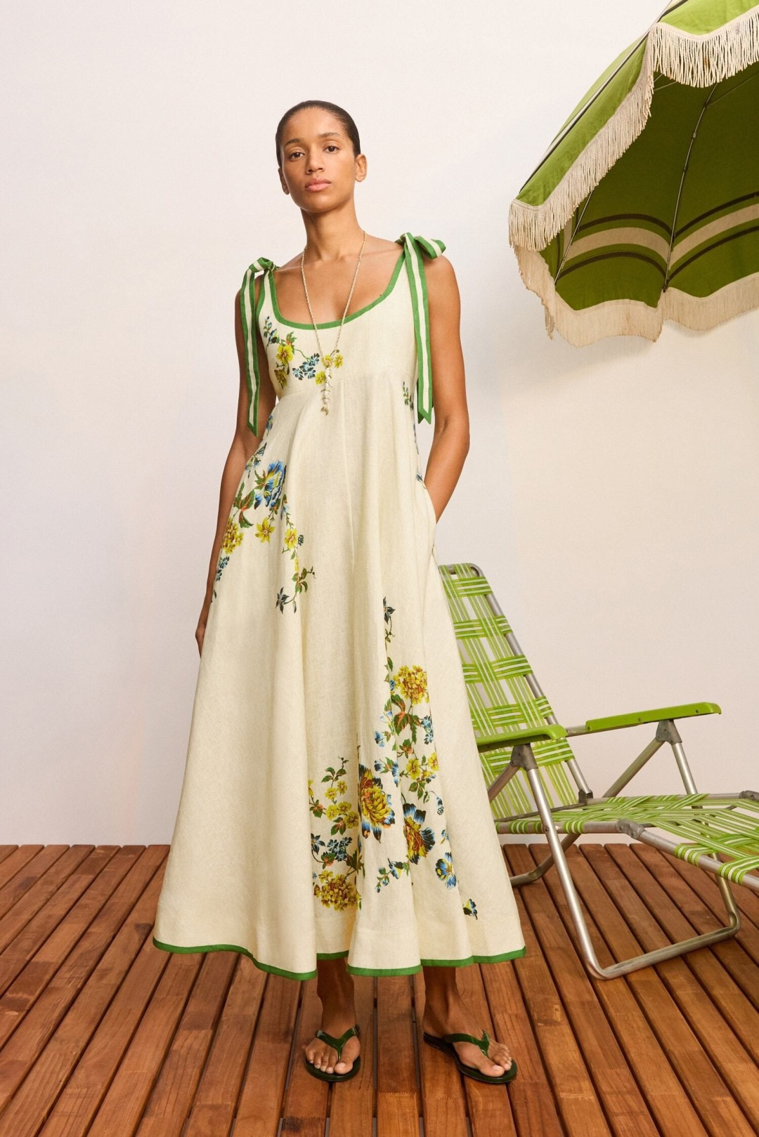 Alémais Linen Phyllis Floral Ballet Cami Dress