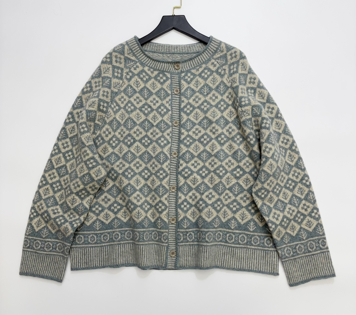 Retro Jacquard Wool Cardigan Jacket