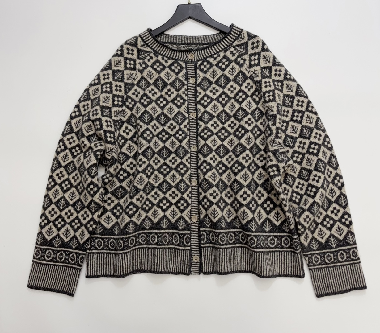 Retro Jacquard Wool Cardigan Jacket
