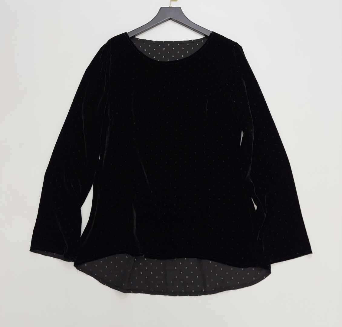 Vintage Black Mulberry Silk Polka Dot Velvet Shirt