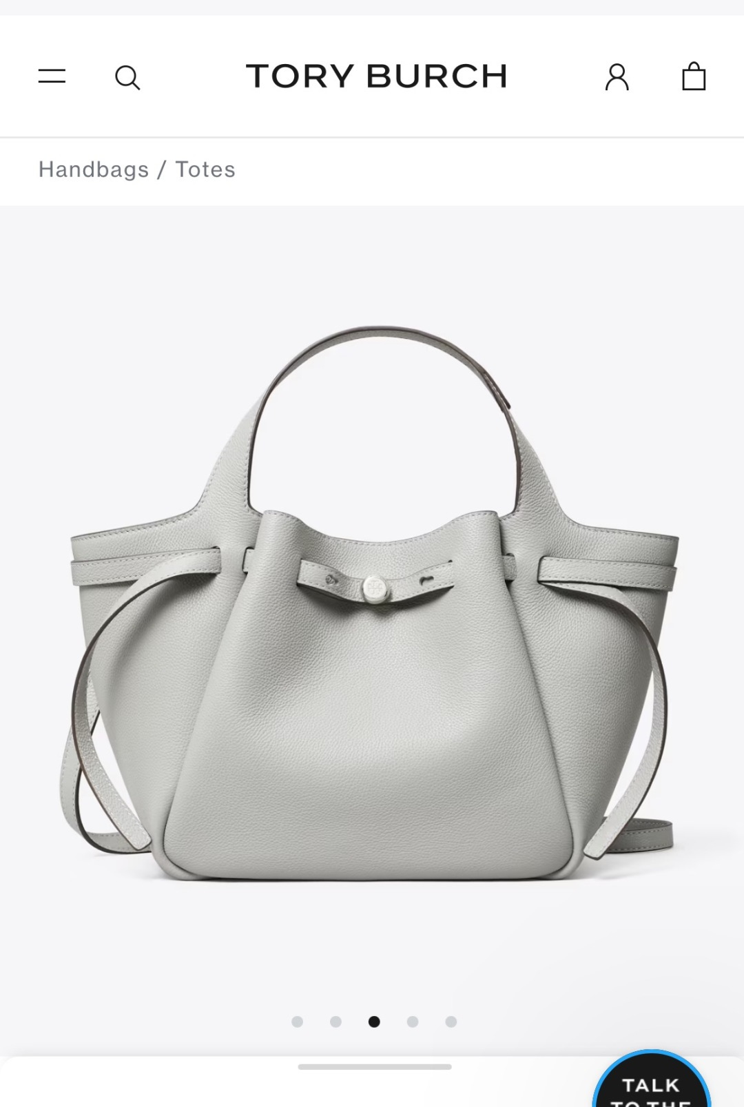 Tory Burch 最新款Tory brunch小罗米托特包采用柔软的卵石纹皮革制成 具有柔和收腰的轮廓