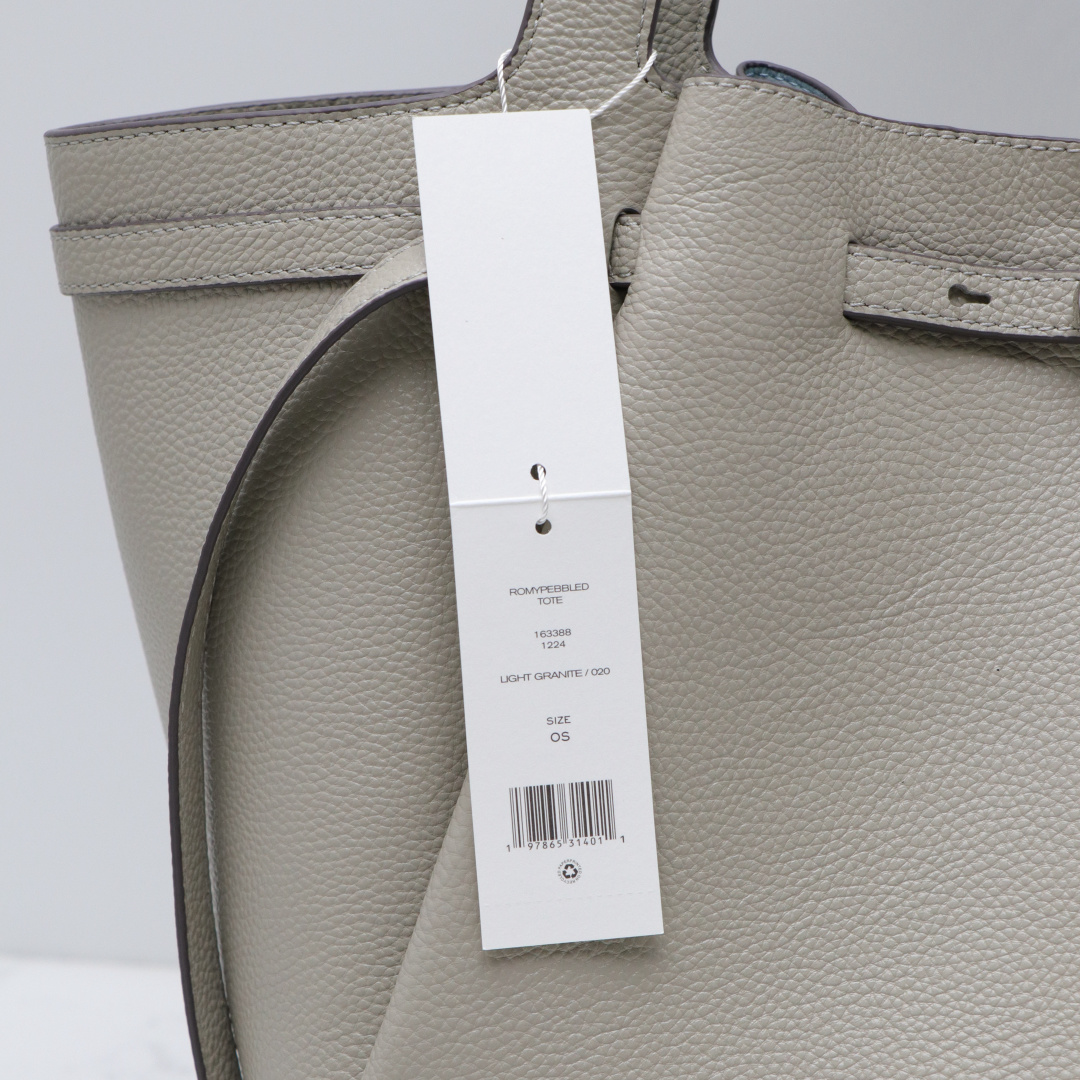 Tory Burch 编号 163388 荔枝纹头层牛皮 磁性按扣闭 合 带领钉闭合的腰带 顶部提手 1个 内部悬挂拉链口袋