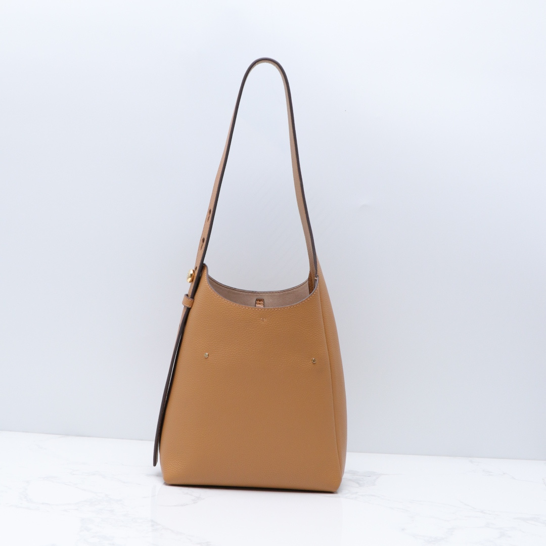 Tory Burch ～Tory brunch 新款单肩手提 托特包 桶包 荔枝纹头层牛皮 尺寸长21×高27×宽10.5
