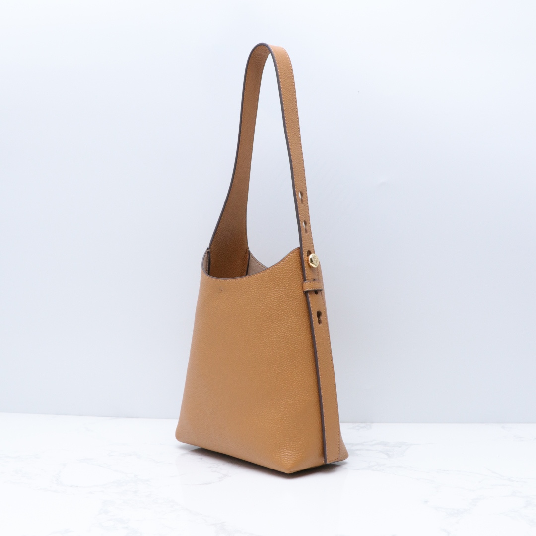 Tory Burch ～Tory brunch 新款单肩手提 托特包 桶包 荔枝纹头层牛皮 尺寸长21×高27×宽10.5