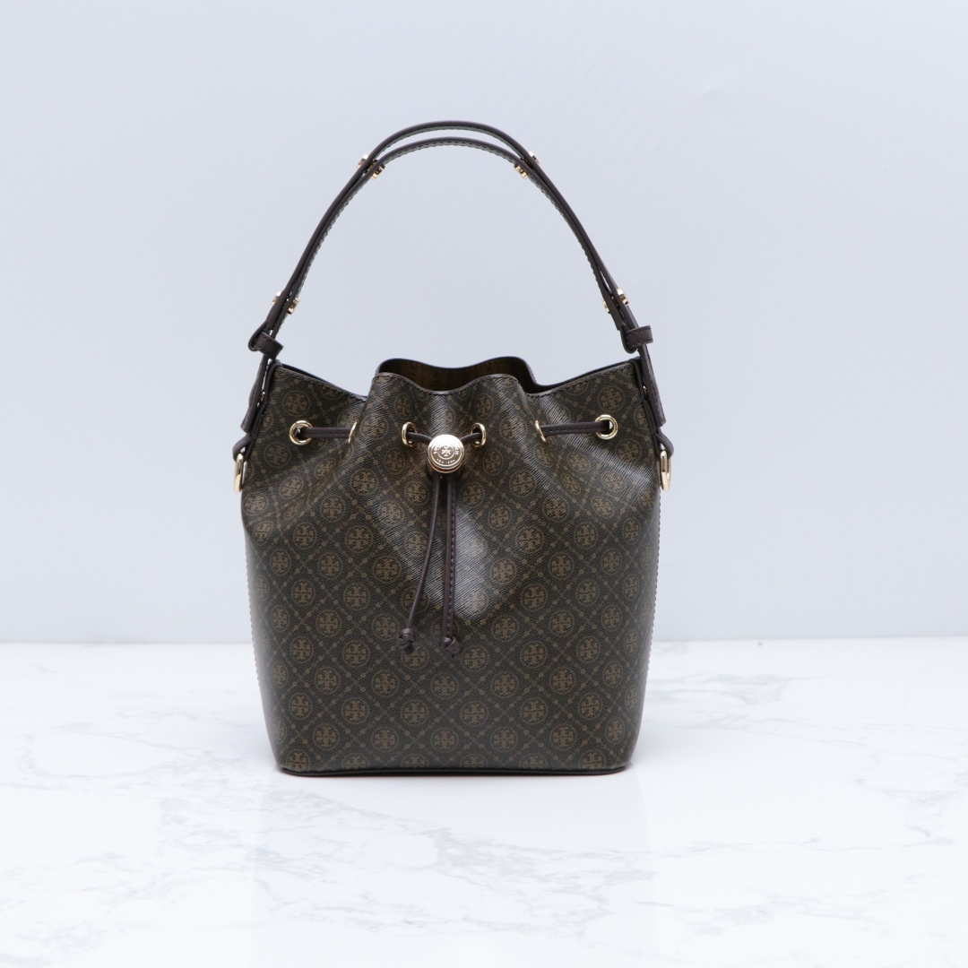 Tory Burch ～Tory burch 新款168805 高级色 大号水桶包采用细腻皮革饰边