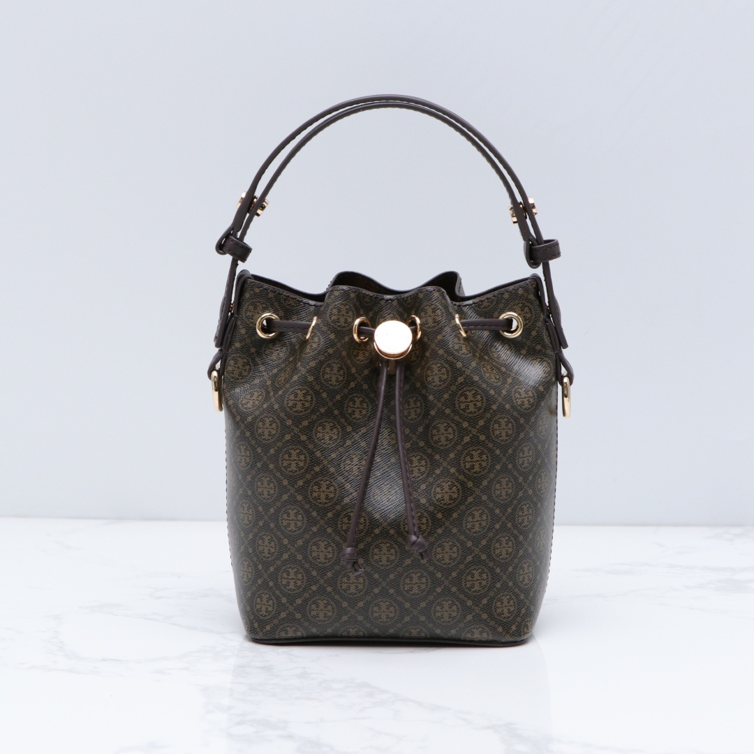 Tory Burch ～Tory burch 新款 164889 高级色 小号水桶包采用细腻皮革饰边