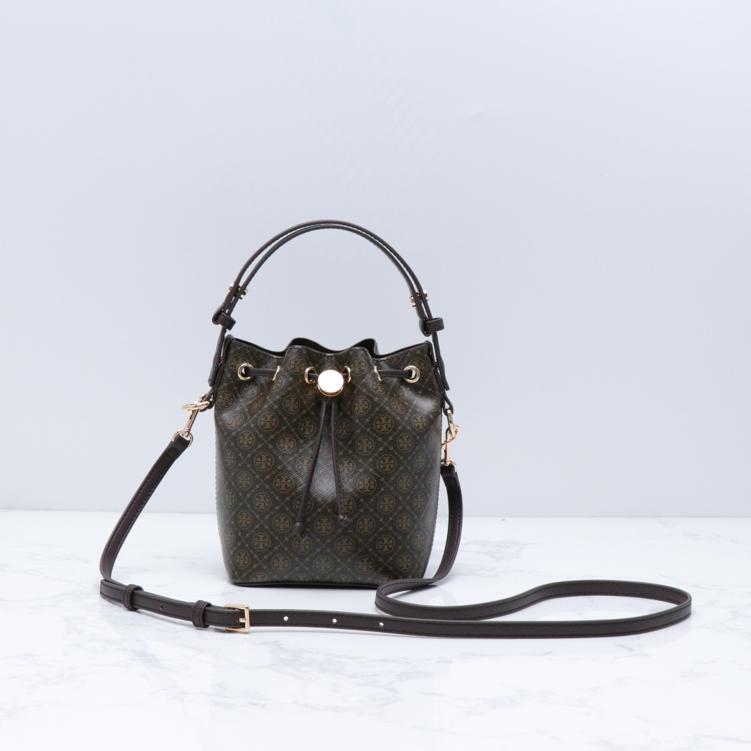 Tory Burch ～Tory burch 新款 164889 高级色 小号水桶包采用细腻皮革饰边