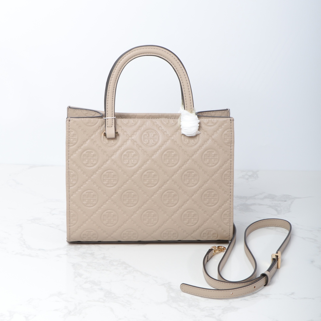 Tory Burch TB新款、 手提斜挎包搭配压花皮革 魅力隽永又风格独具 牛皮手提托特包 配有可拆卸斜挎背带