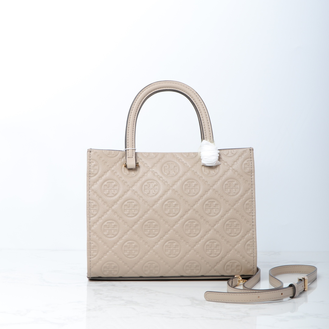 Tory Burch TB新款、 手提斜挎包搭配压花皮革 魅力隽永又风格独具 牛皮手提托特包 配有可拆卸斜挎背带