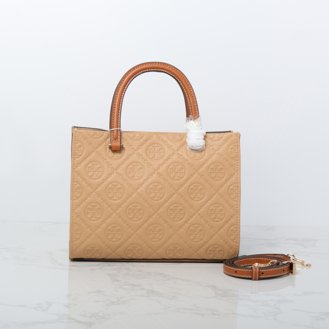 Tory Burch TB新款、 手提斜挎包搭配压花皮革 魅力隽永又风格独具 牛皮手提托特包 配有可拆卸斜挎背带