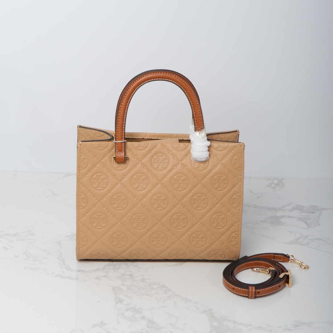 Tory Burch TB新款、 手提斜挎包搭配压花皮革 魅力隽永又风格独具 牛皮手提托特包 配有可拆卸斜挎背带