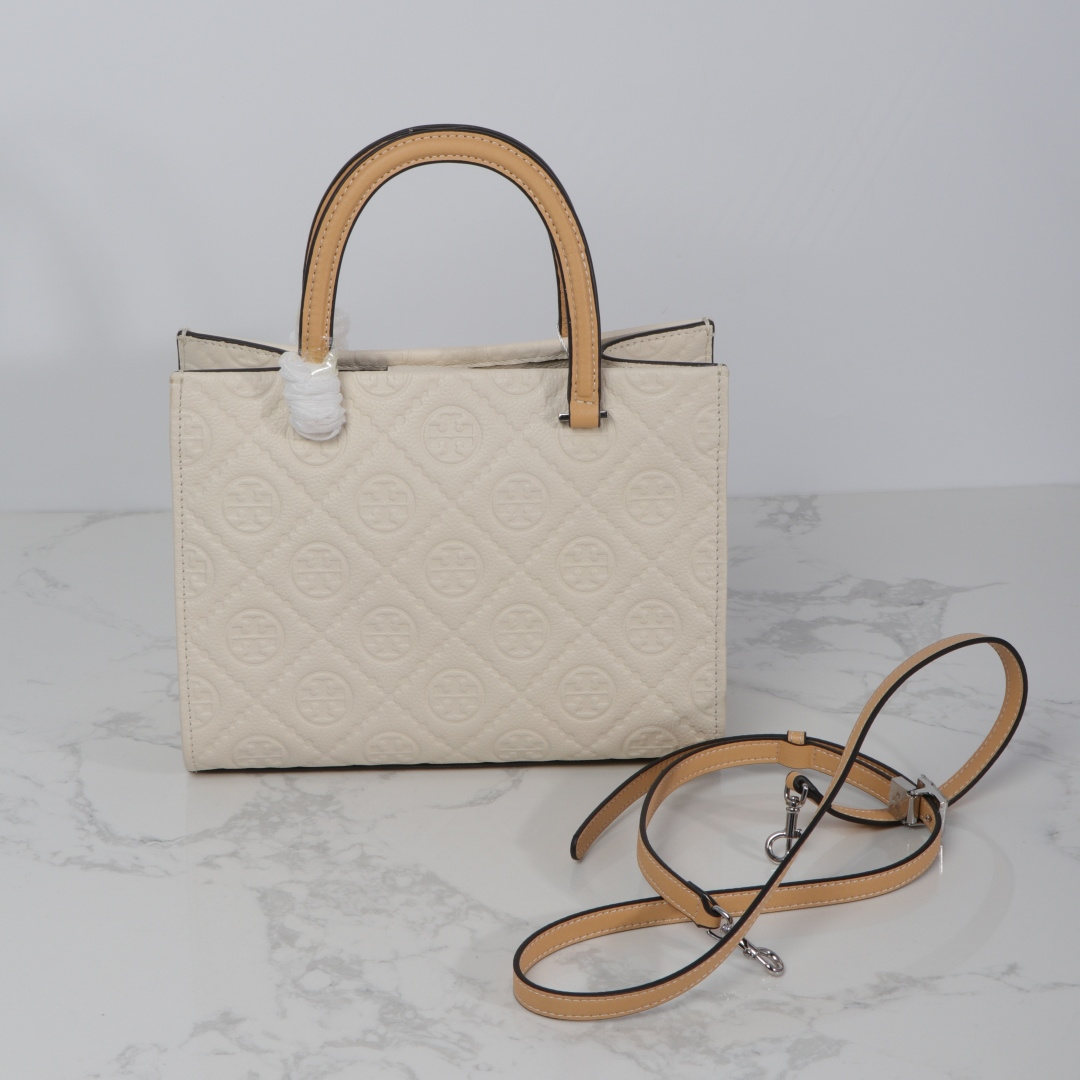 Tory Burch TB新款、 手提斜挎包搭配压花皮革 魅力隽永又风格独具 牛皮手提托特包 配有可拆卸斜挎背带