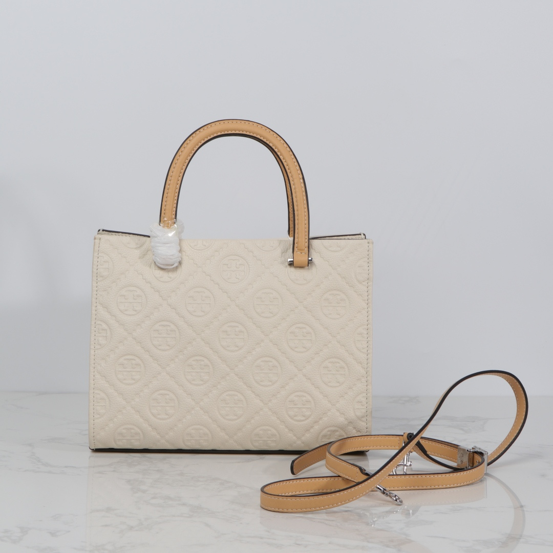 Tory Burch TB新款、 手提斜挎包搭配压花皮革 魅力隽永又风格独具 牛皮手提托特包 配有可拆卸斜挎背带