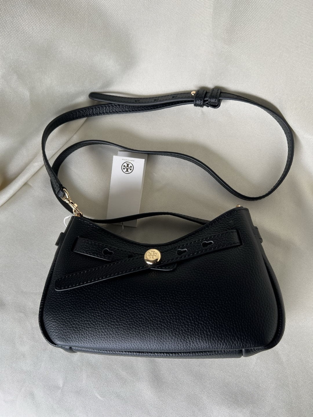 Tory Burch ～秋冬新款 荔枝纹头层牛皮 单肩包斜挎包 肩带可以调节 可以随意拆卸