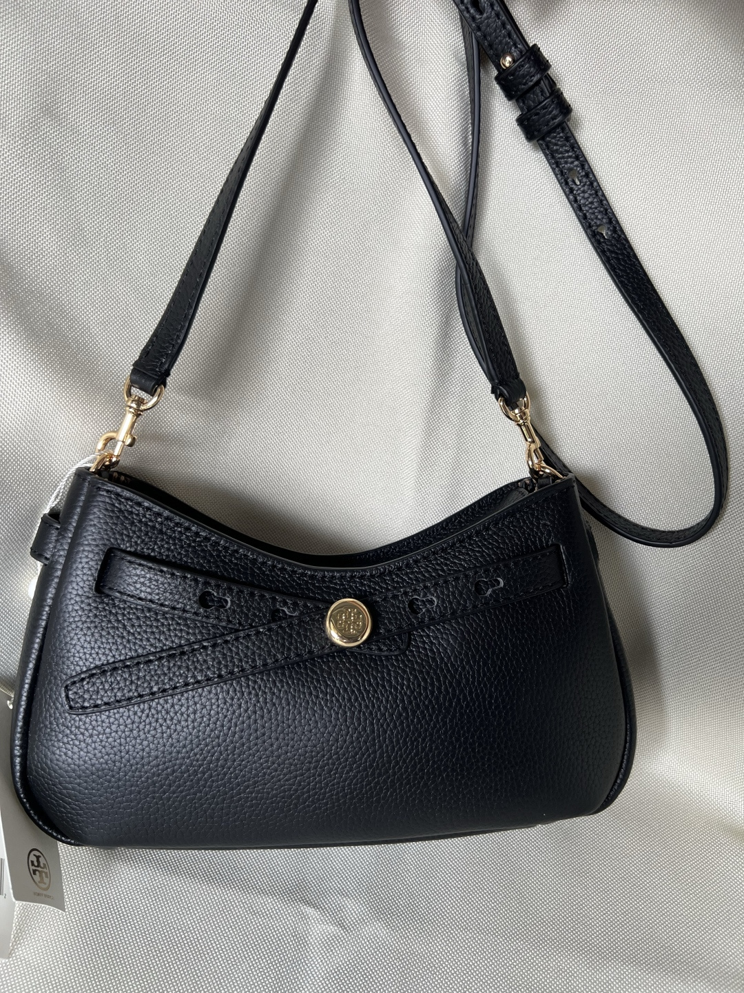 Tory Burch ～秋冬新款 荔枝纹头层牛皮 单肩包斜挎包 肩带可以调节 可以随意拆卸