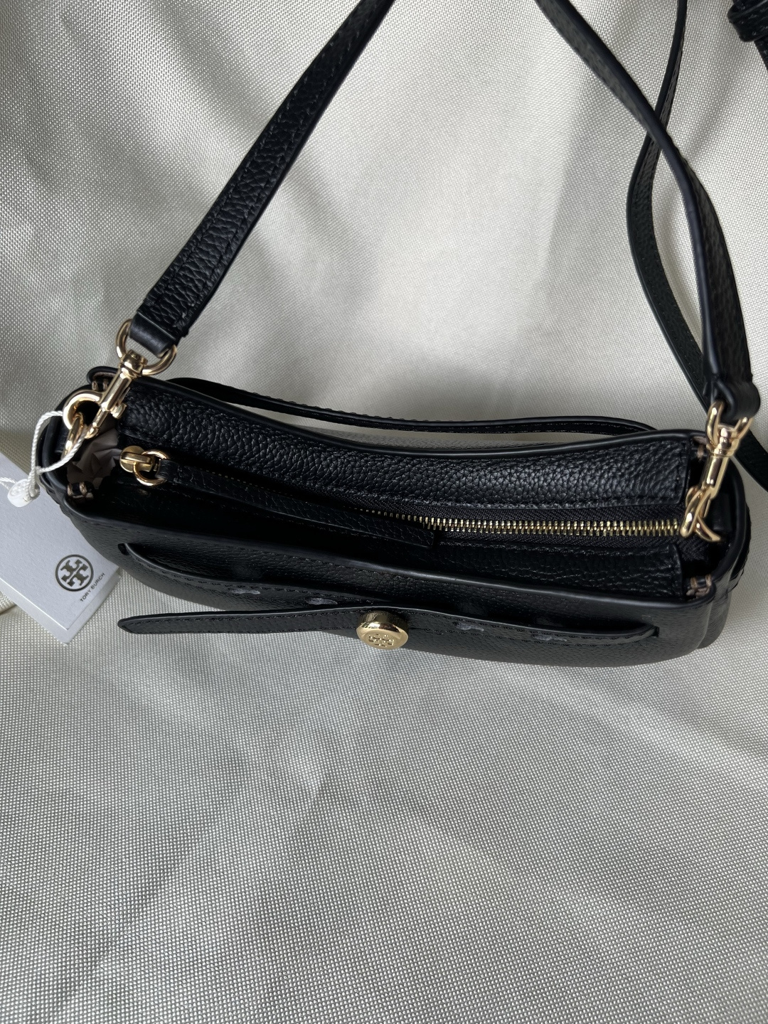 Tory Burch ～秋冬新款 荔枝纹头层牛皮 单肩包斜挎包 肩带可以调节 可以随意拆卸