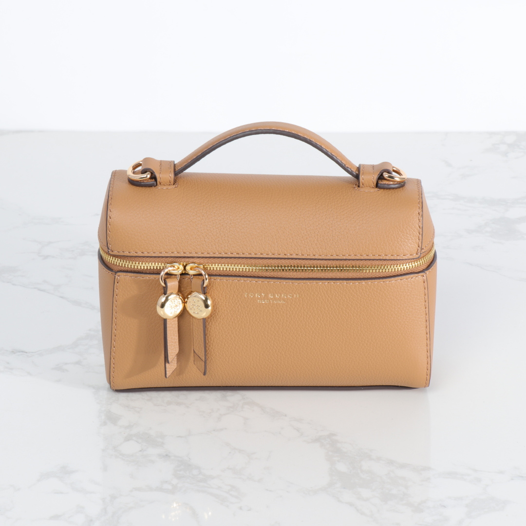 Tory Burch ～ 新款 Tory burch荔枝纹牛皮盒子包 牛皮化妆包 单肩单肩斜挎 手提均可
