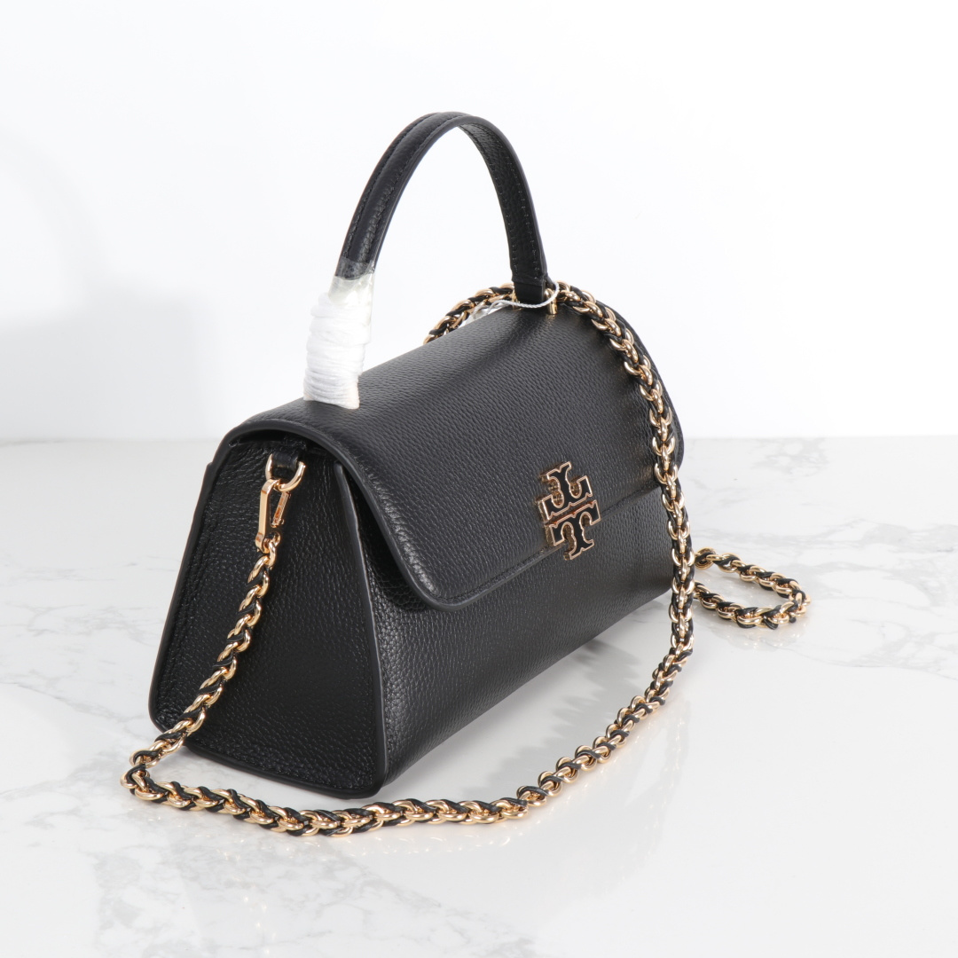 Tory Burch 新款TB女包荔枝头层牛皮手提小方包 盒子包 2025百搭斜挎包气质手拎包 尺寸23×10.5×13