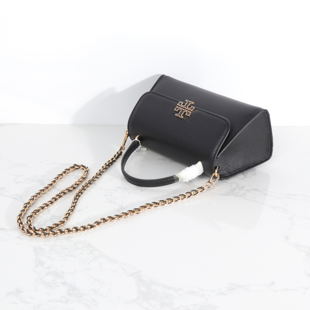 Tory Burch 新款TB女包荔枝头层牛皮手提小方包 盒子包 2025百搭斜挎包气质手拎包 尺寸23×10.5×13